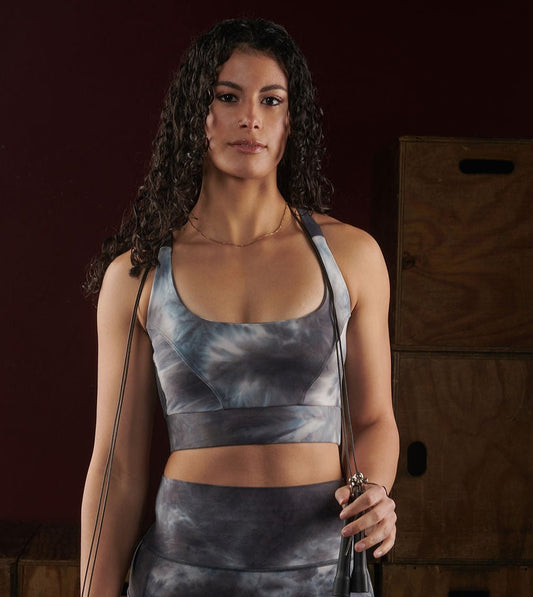 Elevate Sports Bra (Tie-Dye Grey/Blue)